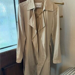 Aritzia Babaton Tan Trench Coat with Waterfall Lapel